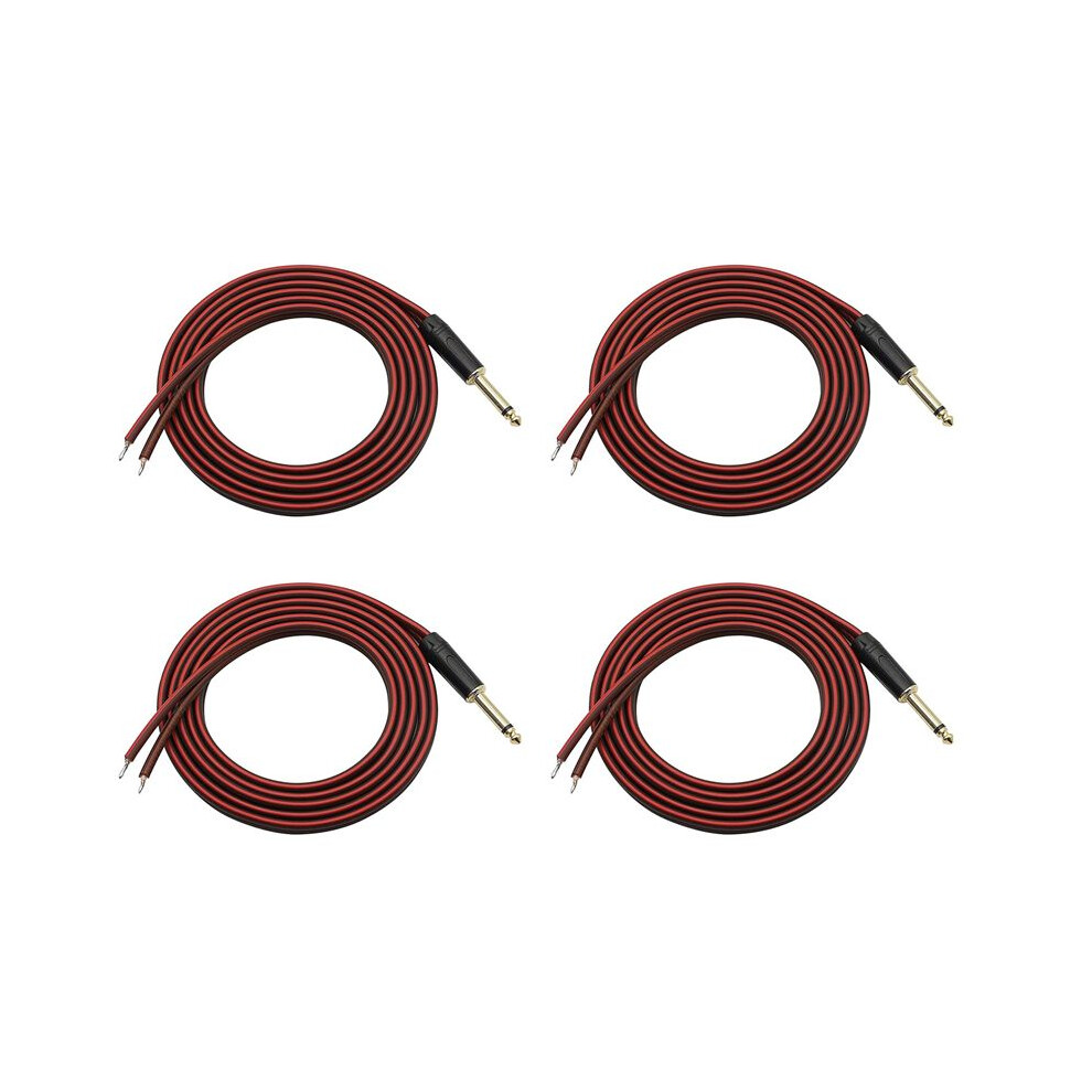 4Pcs 1/4 Ts To Speaker Bare Wire,Audio Cable To 6.35Mm Male Mono Adapter Open End -Plated Ofc Hifi Ts Speaker Gold 6031632523210