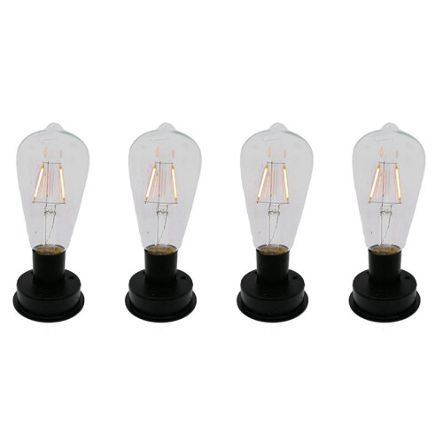 4Pc Solar LED Tungsten Filament Bulb Lamp 2800K Automatic Light Sensors Fence Night Lights for Garden Lamp(8.5cm)