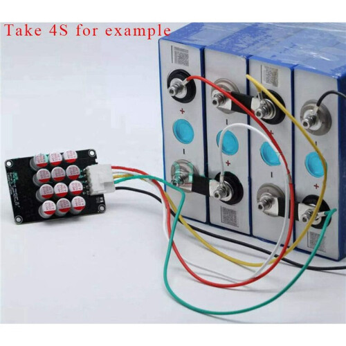 2X 4S 5A Cluster Equalizer Active BMS Board Lithium Battery Lifepo4 Battery Equalizer Capacitor(with Case+Terminal Wire) 1