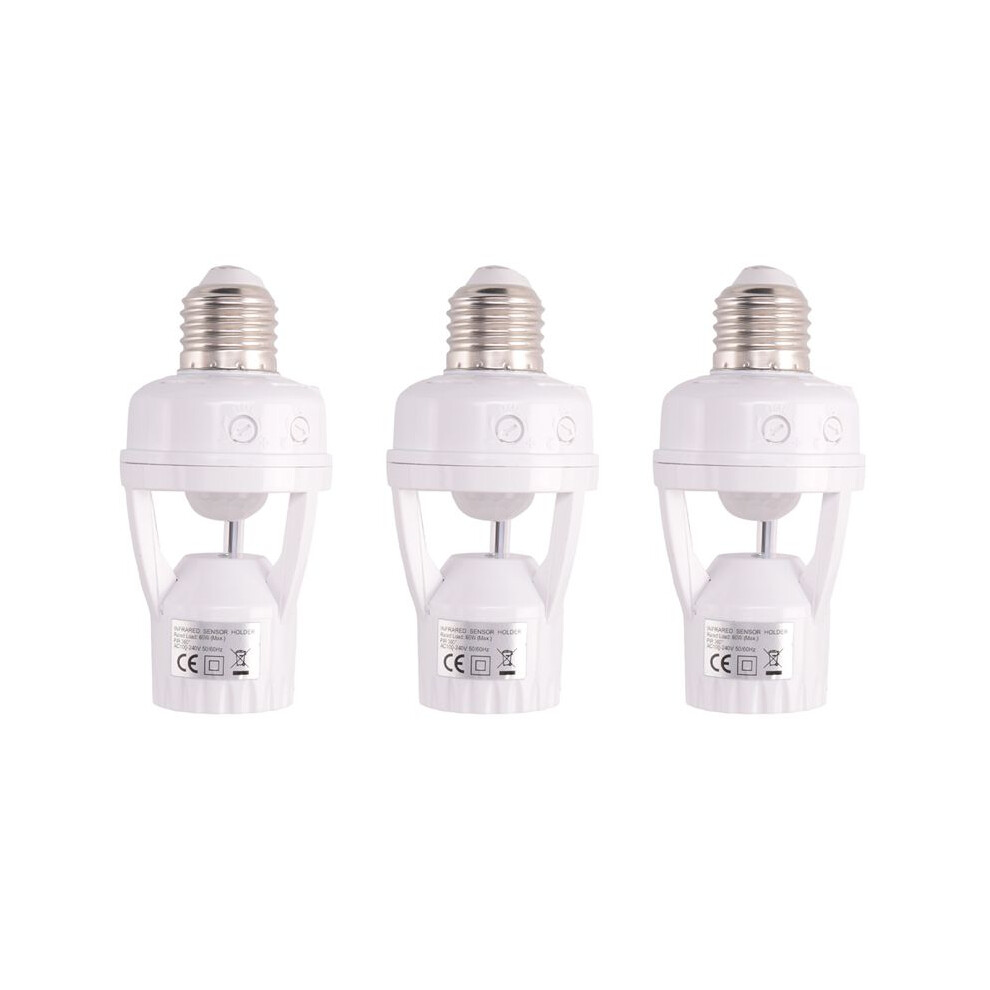 3X E27 Led 220V Screw Bulb Holder Led Pir Infrared Motion Sensor Lamp With Socket Identify Light 4713068865592