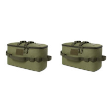2X Outdoor-Camping-Aufbewahrungstasche, Gasherd, Kanister, Topf, Tragetasche, Picknicktasche, Kochgeschirr, Utensilien, Organizer, GrüN