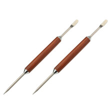 2X Coffee Art Pen, Coffee Fancy Art Needle Barista Tool, Wood Handle Stainless Decorating Coffee Art Needle