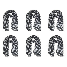 6X Chiffon di Seta Nero Sentirsi Skull Stampa Sciarpa Lunga Dello Scialle Scaf Wrap per Le Donne + Portachiavi