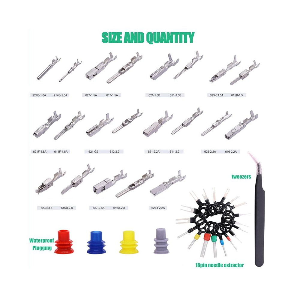 2265Pcs Car Electrical Wire Terminal Pins Connector Kit 1/1.5/1.8/2.2/2.8/3.5Mm 21Type Connector Pins Terminal Auto 4713951913102