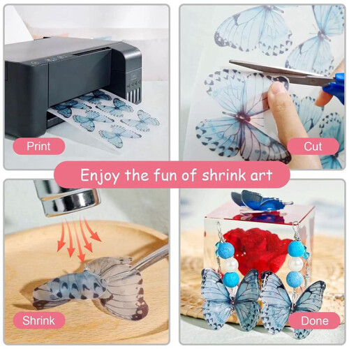 Printable Shrink Dink Sheets,Semi-Transparent Shrinky Films Papers Printable Shrinky Plastic,12 Sheets 2