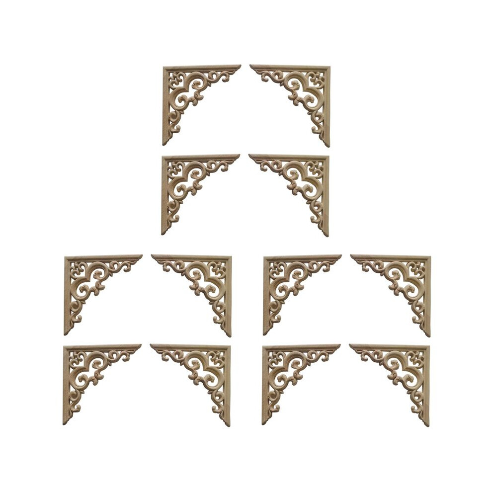 12Pcs Unpainted Wooden Mouldings Decal European Wood Appliques For Furniture Cabinet Flower Wood Carving Decorative 10Cm 4711242719358