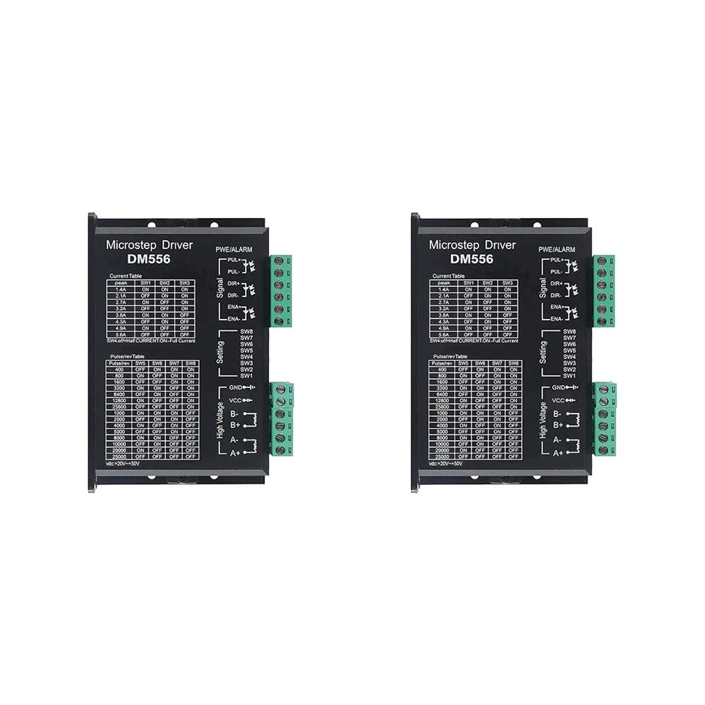 2X Dm556 Cnc Digital Stepper Motor Driver 2-Phase Stepper Motor Driver 20-50V Max 5.6A 128 Subdivision For Motor 4713045420196