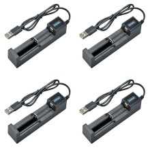 4X Battery Charger USB 1 Slot Universal Quick Charging Rechargeable Lithium Battery Charger for 18650 26650 14500 16340
