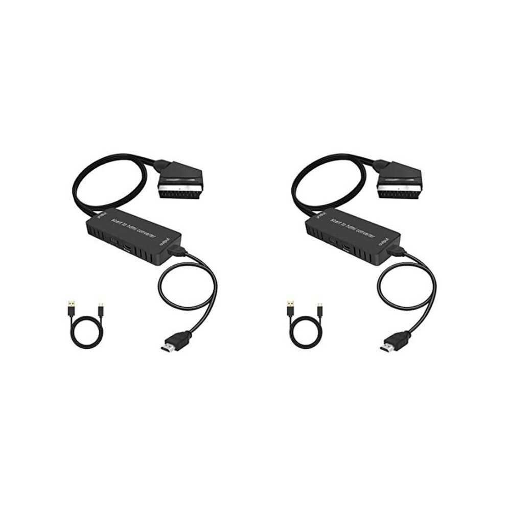 2X Scart To -Converter Audio Converter Video Cablebox Adapter Supports 1080P Hd Conversion Adapter Light 6031534280228
