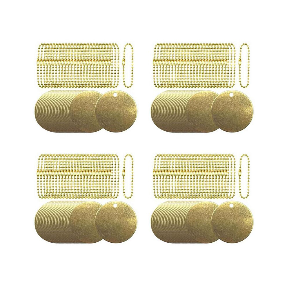 100Pcs 1.5Inch Brass Valve Tags Stamping Blank With Hole And 25Pcs 2.4Mm Metal Chains For Pipe Valves, Equipment 4713935012647
