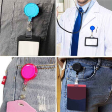 Bobine per Badge Retrattili, Confezione da 60 Porta Badge Colorati con Fermagli per Nome, Carta D'Identità, Chiave Magnetica