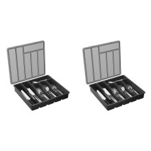 2X Silverware Organizer with Lid,Covered Utensil Tray for Kitchen Drawer Plastic Cutlery and Flatware Black