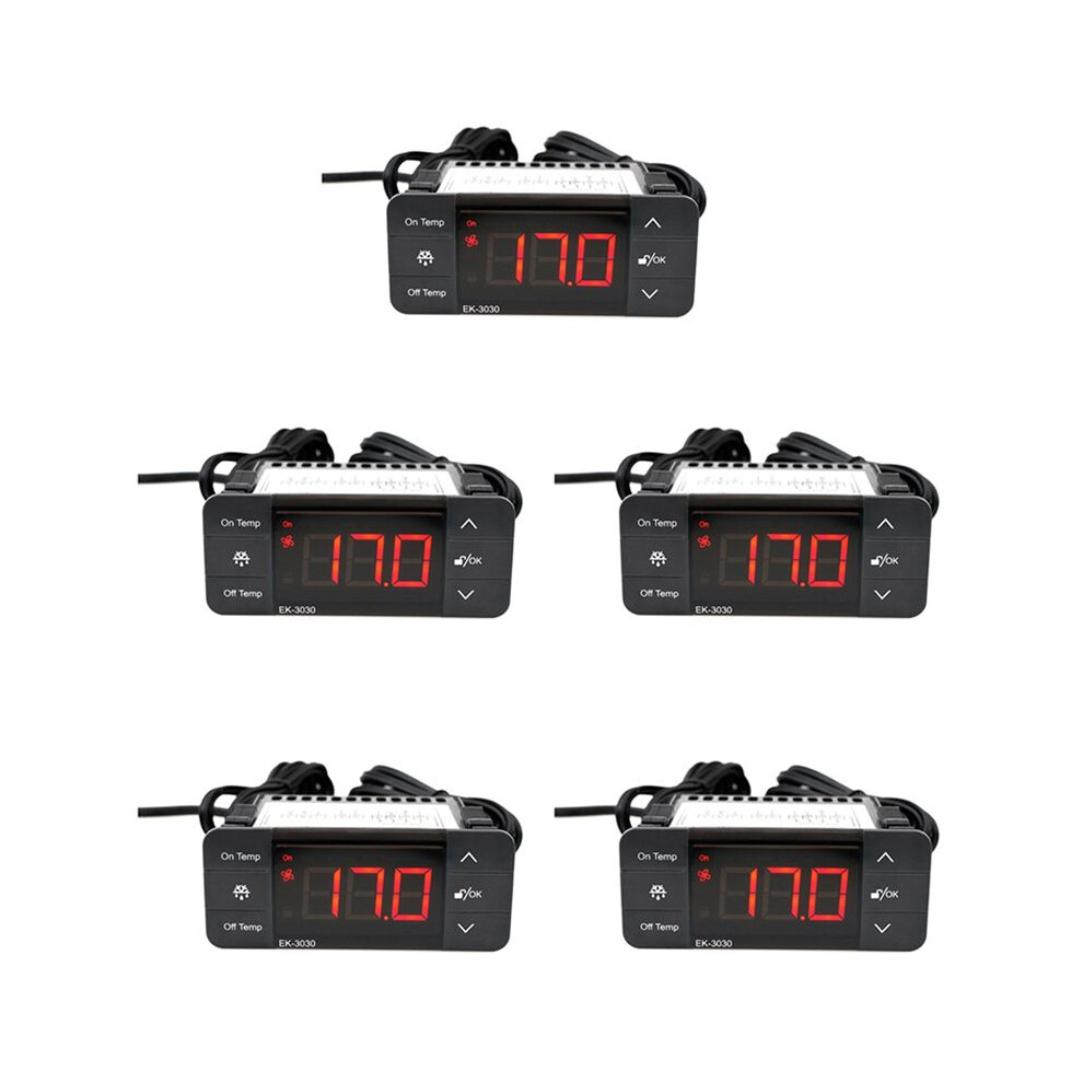 5X Ek-3030 Digital Temperature Controller 220V Thermostat Sensor Refrigeration Defrost Thermostat 4711285695640