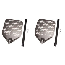 2X Geperforeerde Pizza Peel, 12 Inch Rechthoekige Pizza Peel Draaiende Pizza Peel Pizza Schop voor Het Bakken van Zelfgemaakte Pizza'S