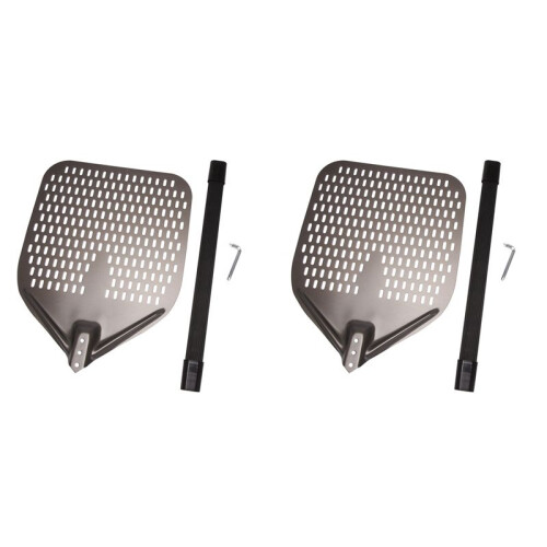 2X Casca de Pizza Perfurada, Casca de Pizza Retangular de 12 Polegadas Virada Casca de Pizza Pá de Pizza para Assar Pizzas Caseiras