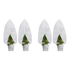 Plant Covers Freeze Protection Jacket, 2.6Ft X 4Ft Reusable Winter Drawstring Plant Covers with Zipper 4 Pack