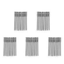50pcs 100mm Length 1/4 Inch Hex Shank T20 Torx Security Screwdriver Bits, Silver Gray