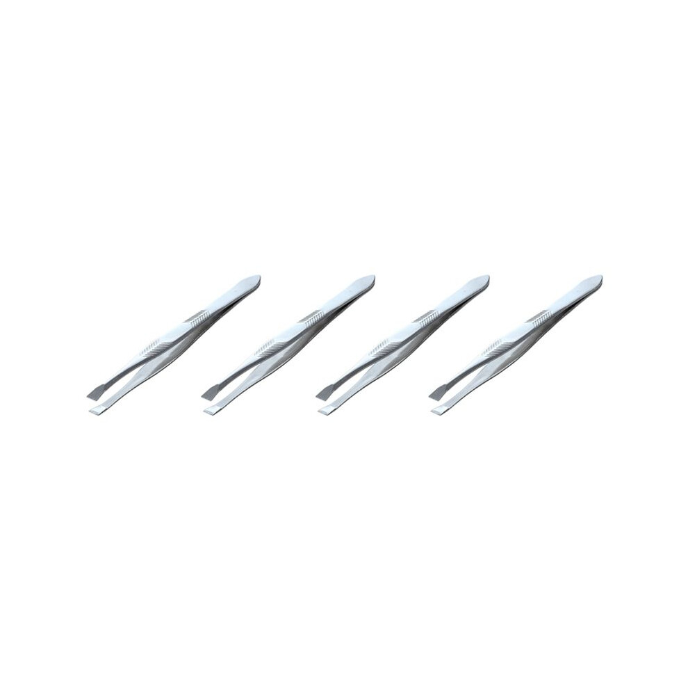 4X Silver Tone Stainless Steel 3.5 Inch Length Tweezer for Eyebrow
