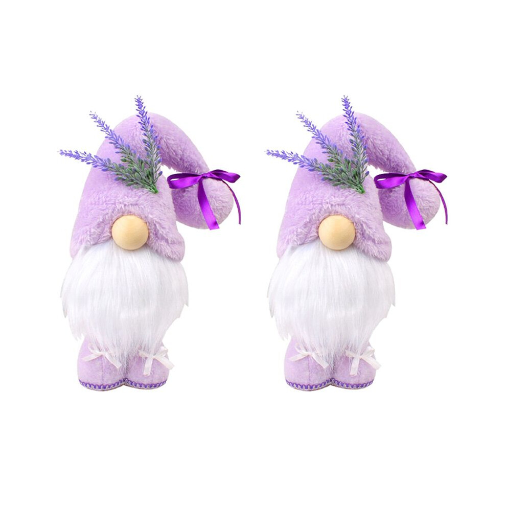2X Swedish Gnomes Decoration For Home Pastel Spring Summer Tiered Tray Plush Decor Nordic Dwarf Lavender Typecat