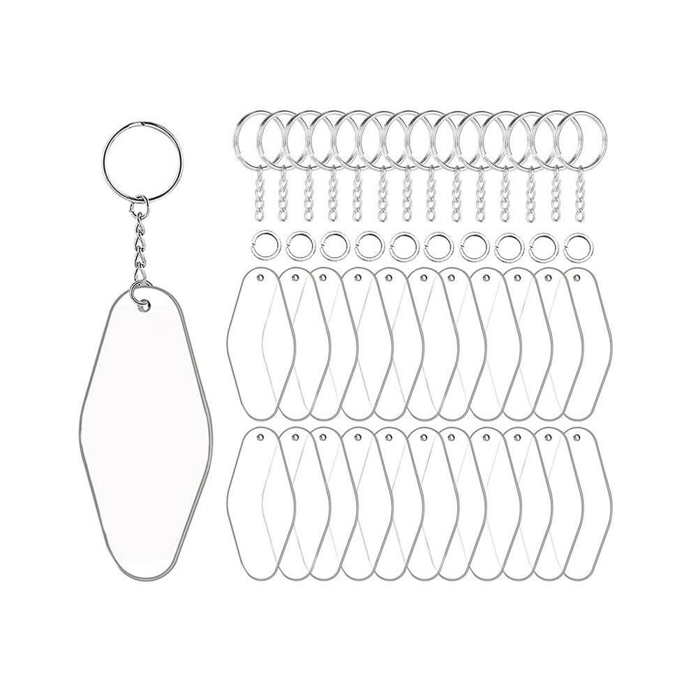 60 Sets Acrylic Blank Key Tag Kit Including 60 Motel Hotel Shape Acrylic Sheets, 60 Keychain Rings, And 60 Jump Rings 4711747834426