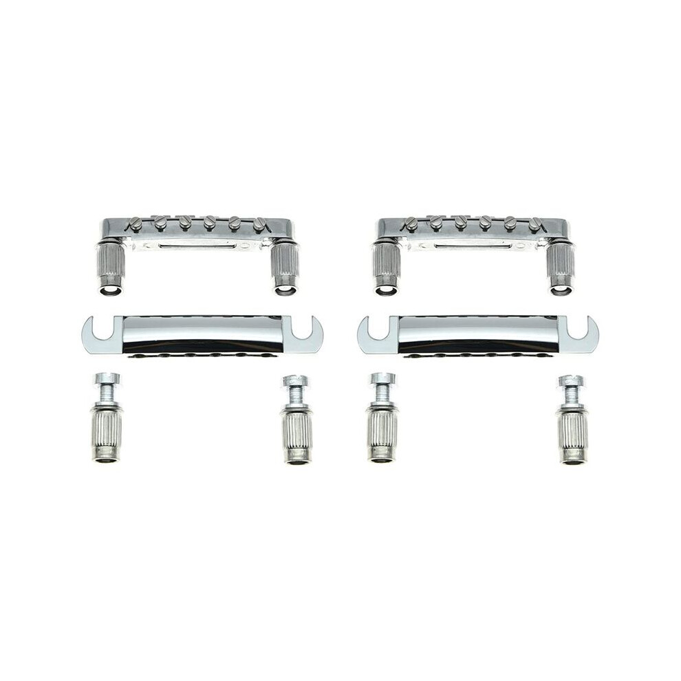 2X Tune-O-Matic Bridge And Tailpiece With Studs Set For Abr-1 Bridge Style Lp Electric Guitar,Silver 4712055350448
