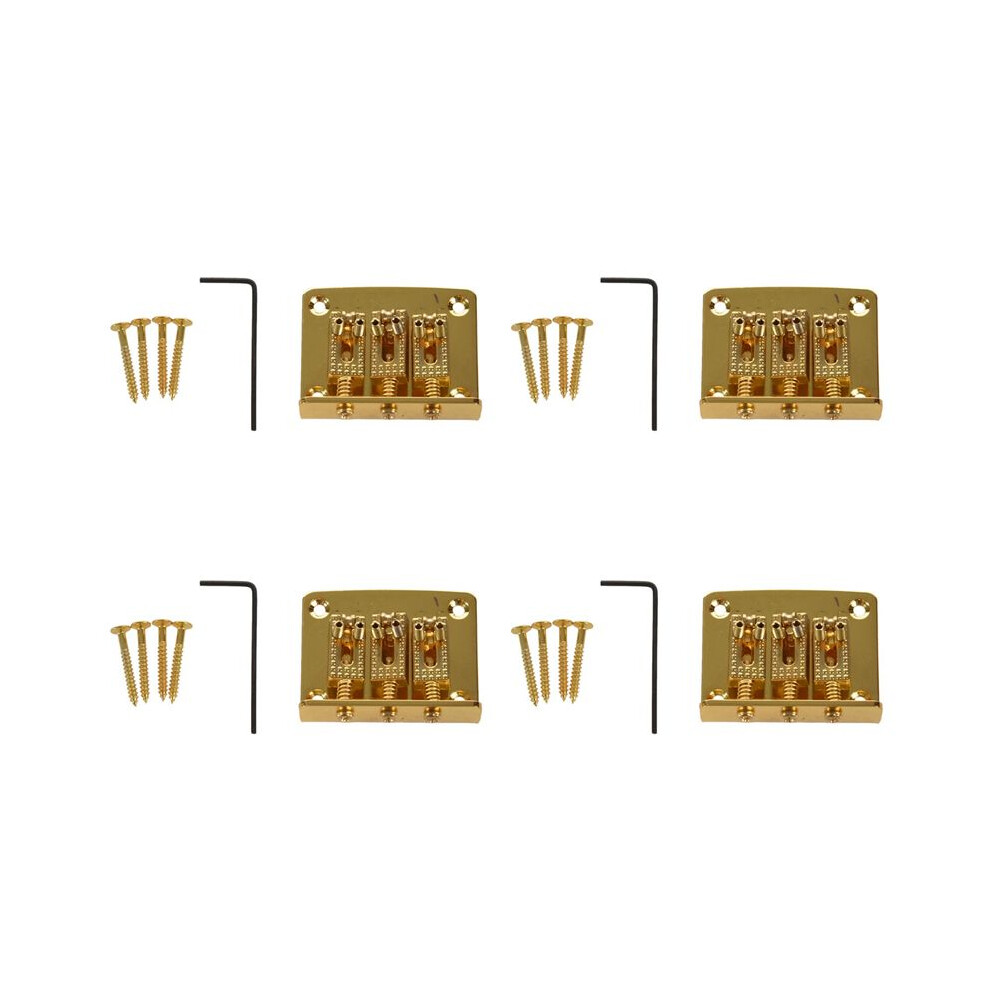 4X 3 String Guitar String Bridge Bridge Pull String Hard Tail Guitar Bridge Tail 3 String Guitar Replacement Gold 6032417923157