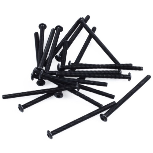 M3 X 45mm Alloy Steel Hex Socket Button  Screws Black 60 Pcs 2