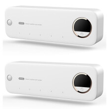 2X Stérilisateur de Stockage de Brosse à Dents UV Porte-Brosse à Dents Rechargeable Mural avec Affichage à LED Accessoires de Salle de Bain Blanc