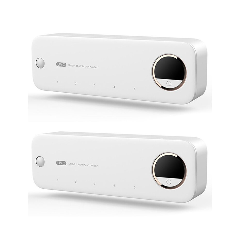 Typecat White 2X Uv Toothbrush Storage Sterilizer Rechargeable Tooth Brush Holder Wall-Mount With Led Display