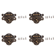 4X Antike Retro Weinlese-Dekorative Verriegelung Hoelzerne Schmucksache-Kasten Hasp-Auflage-Kasten-Verschluss-Groesse: Mittel