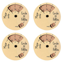 4PCS Circle of Fifths Wheel, Wooden Chord Wheel for Guitar Learning, Circle of Fifths Chord Wheel Wooden Melody Tool