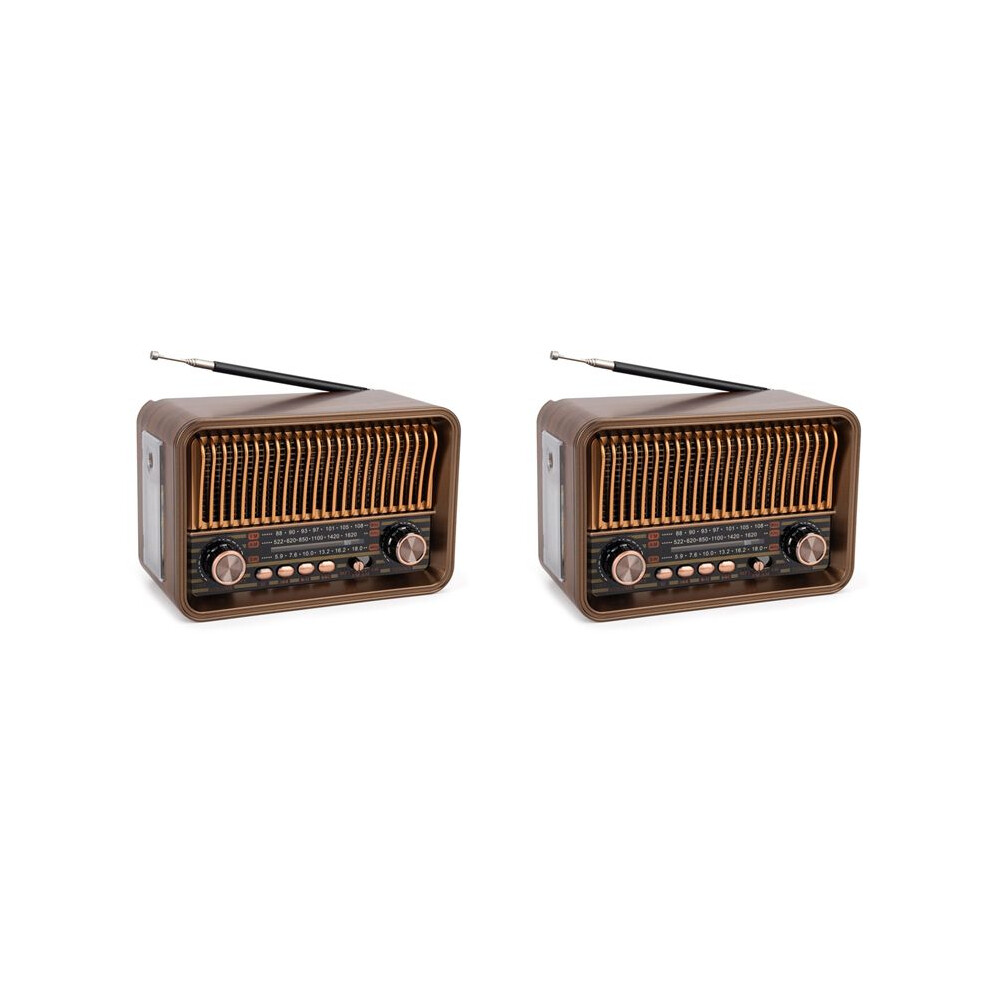 2X Portable Fm Am Sw Radio Vintage Radio Wireless Speaker With Led Flashlight Support Tf Card U Disk Aux 6033212253128