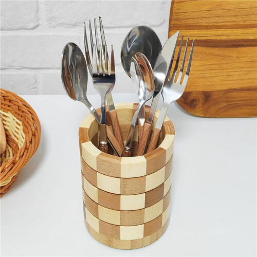 4X Bamboo Silverware Holder, Silverware Organizer, Utensil Holder for Kitchen Countertop 2