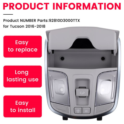 Car OverHead Console Assembly Reading Light Sunroof  Panel 92810D3000TTX for  Tucson 2016-2018 2