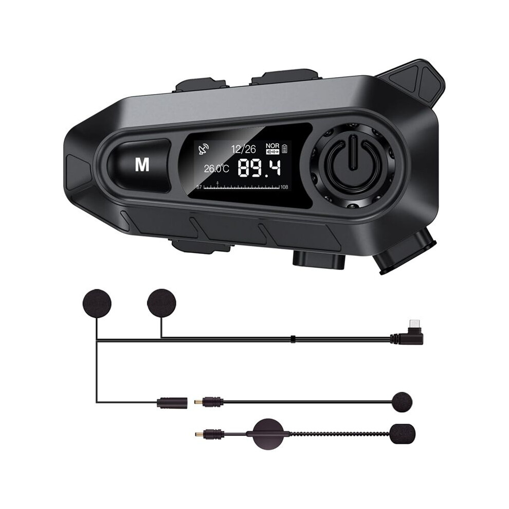 Motorcycle Headset, Helmet Headset With 2 Type Mics, Hands-Free Call/Music/Ipx6/Noise Cancellation 6032718525234