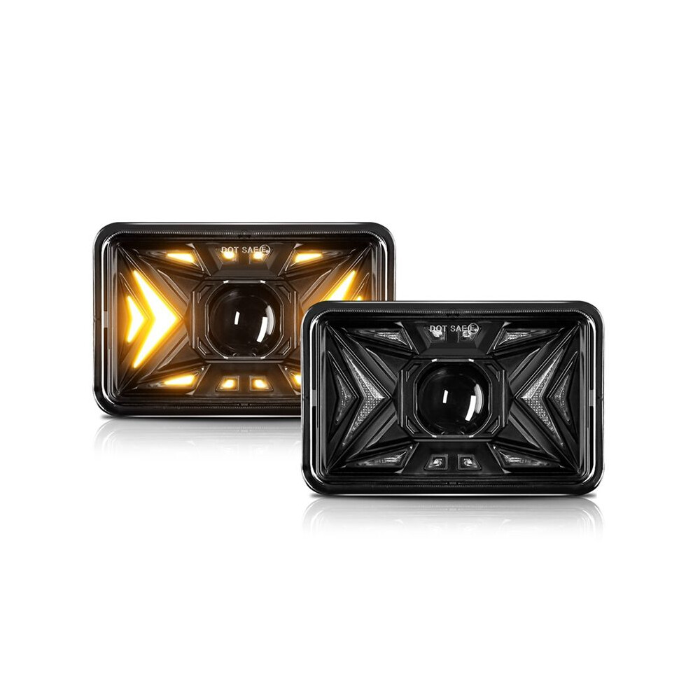 4X6 Inch Led Headlights With Drl Turn Signal H4651 H4652 H4656 H4666 H6545 Headlights High Low 9-30V Amber/Light 6034054779760