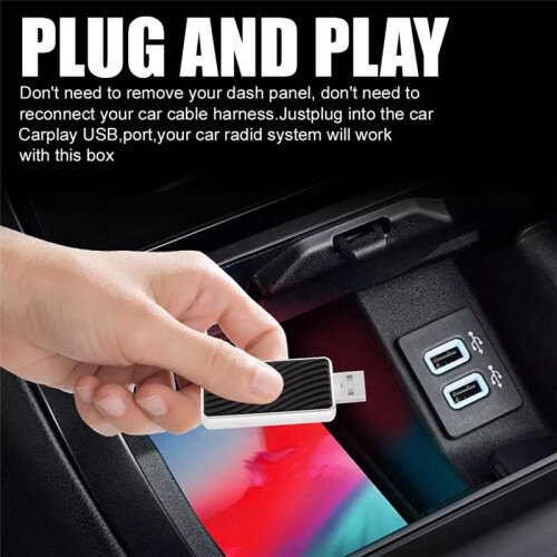 USB Wireless CarPlay Adapter for Android Auto Plug  Converts Wired 2