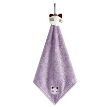 Soft Coral Velvet Hand Towel Cute Cartoon Baby Hand-White cat