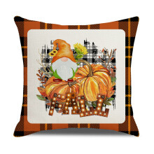 Autumn Throw Pillow Cover Square Fall Pumpkin Gnome Sunflower-9