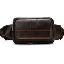 Leather Waist Bag for Men and Women, Genuine Leather Fanny Pack with Adjustable Waist Belt, Multi-functional Sling Purse for Outdoor Travel Hiking Cyc