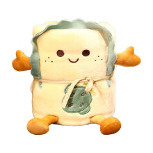 Cartoon Toast Blanket Portable Flannel Roll Blanket-90x115CM C