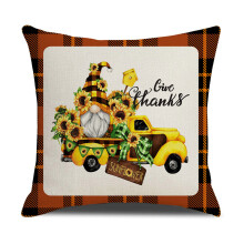 Autumn Throw Pillow Cover Square Fall Pumpkin Gnome Sunflower-7