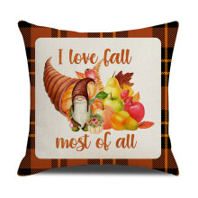 Autumn Throw Pillow Cover Square Fall Pumpkin Gnome Sunflower-5