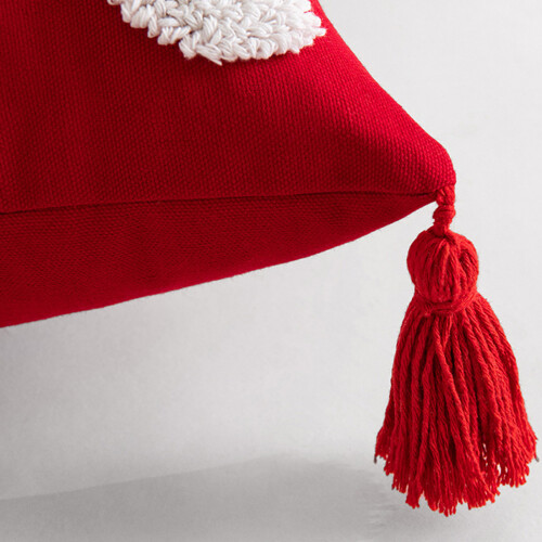 Heart Tufted Tassel Pillowcase Cotton-Reddish white heart 2