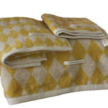 Diamond Lattice Jacquard Bath Towel-Yellow Bath towel 70x140cm