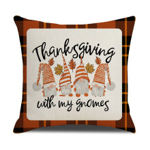 Autumn Throw Pillow Cover Square Fall Pumpkin Gnome Sunflower-4