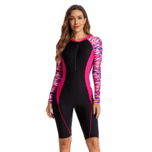 Rash Guard baddräkt i ett stycke, långärmad, heltäckande solskydd med inbyggd BH, UPF50+ solskyddande, fukttransporterande tyg för