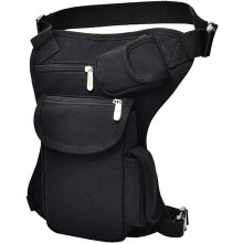 Canvas Leather Motorcycle Waist Pack, Waterproof Durable Genuine Crazy Horse Leather Tactical Compartment for Versatile Outdoors Activities