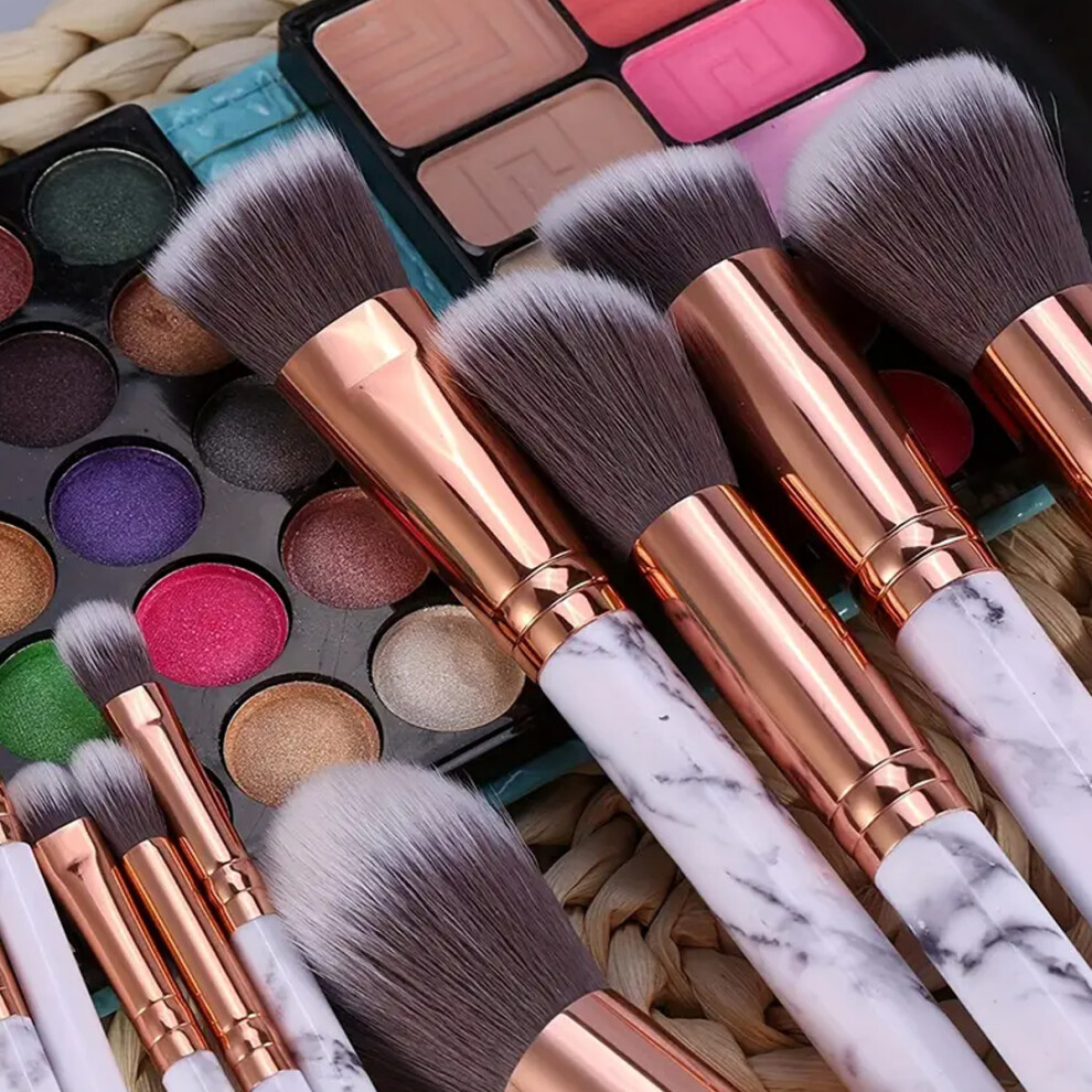 Stylish Marble Pattern Makeup Brushes, Multi-Function Synthetic Bristles High Quality Professional Makeup Brush Set, 10 Pieces Cosmetic Brush Kit for