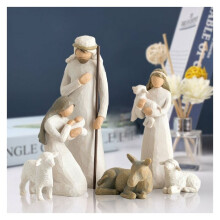 Skulpturierte, handbemalte Figur, die die Liebe zwischen der Heiligen Familie und ihren Angehörigen symbolisiert; handgeschnitztes, originales